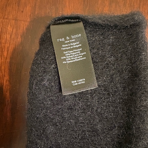 Rag & Bone Black Brushed Mohair Blend Beanie - NWT